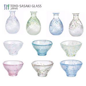 日本进口东洋佐佐木彩色玻璃杯日式清酒杯手工小酒杯和风茶杯木盒