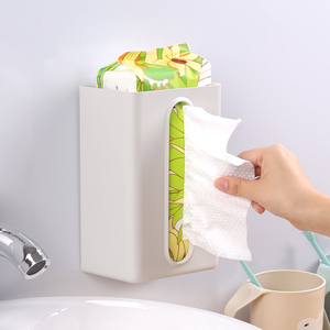 一次性洗脸巾收纳盒壁挂免打孔洁面巾抽取式带盖防尘卫生间置物架