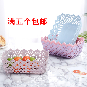 创意仿藤编水果盘家用茶几长方形零食收纳篮客厅桌面塑料收纳筐
