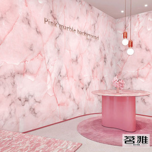 3d北欧粉色大理石墙纸轻奢风服装纹绣化妆美甲店壁纸网红拍照背景 阿里巴巴找货神器