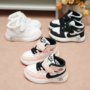 1-3岁婴儿学步鞋运动韩版男童高帮板鞋女童小白鞋宝宝软底小童鞋2