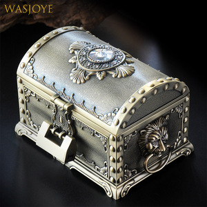 Wasjoye复古欧式狮头双层带镜子公主首饰盒饰品收纳盒珠宝戒指盒