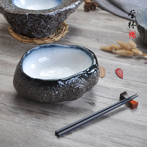 酒店家用创意个性大米饭碗面碗汤碗日式陶瓷异形石头碗粥碗甜品碗