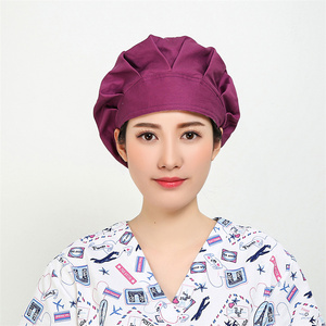 巧护士蓬蓬帽紫色女医生护士服长发美容牙科口腔诊所手术室工作帽