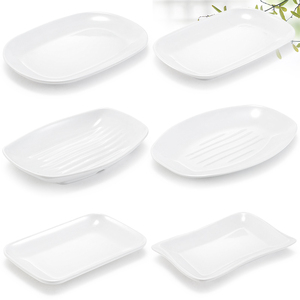 密胺盘子白色椭圆形塑料小菜碟餐盘仿瓷长方形肠粉盘子烧烤盘商用