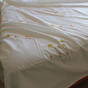 外贸纯棉刺绣花100全棉床单枕套三件套双人简约睡单1.5m床 1.8m床