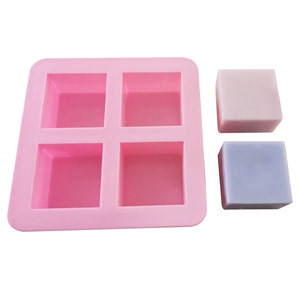 XJ218 手工皂模具 硅胶4连直角直边方砖 四连正方形 出皂约150克