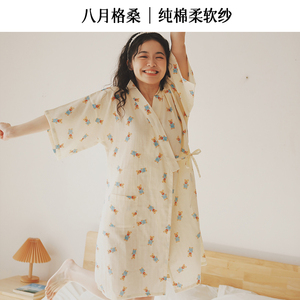 八月格桑大码和服夏季睡裙2023新款高级感纯棉睡衣性感甜美家居服