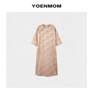 YOENMOM·落花人独立2024春季新品 桑蚕丝羊毛混纺提花中式连衣裙