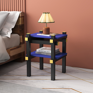 维特设计师款几何茶几极简沙发边几置物架卧室黄蓝床头柜