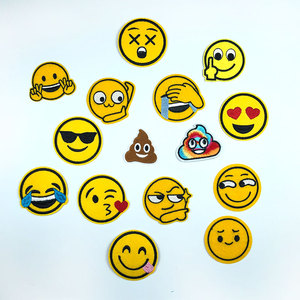 Emoji表情卡通时尚补丁贴儿童衣服贴徽章布贴黄色笑脸装饰DIY贴花