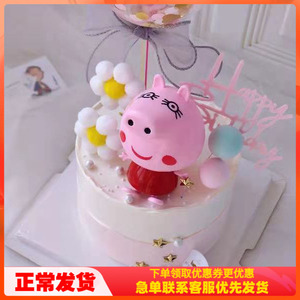 小猪塑料蛋糕大头变形装饰配件装扮摆件烘焙甜品台创意配饰插件