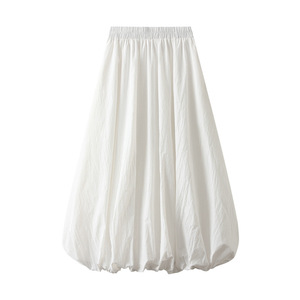 白色高腰半身裙女2024春夏新款设计感显瘦中长款口袋a字裙花苞裙