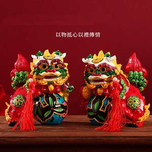 老北京石狮子摆件泥人龙摆件中国风送老外旅游纪念品特色出国礼品