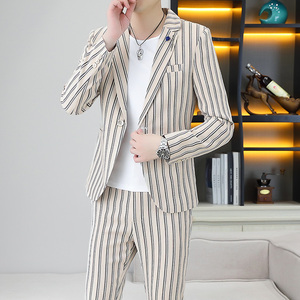 韩版休闲男士西服套装发型师小西装一套春秋季潮流礼服两件套衣服
