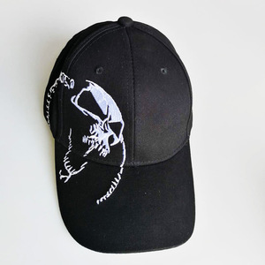 新款骷髅头刺绣黑色嘻哈棒球帽子潮wish亚马逊外贸春夏时尚鸭舌帽