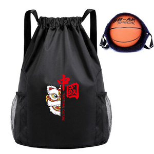 束口袋双肩包中国醒狮篮球包足球袋学生培训运动健身包防水鞋袋子