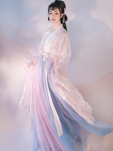 【繁花里】汉服出租 云裳纪春樱紫蓝 六米摆一片式齐腰裙