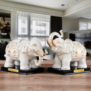 大号陶瓷大象摆件一对家居招财镇宅电视柜摆设吸水客厅办公室装饰