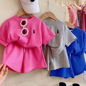 2024夏季新款韩国男女中小亲子家儿童宝宝短袖T恤+运动裤子两件套