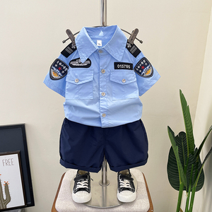 儿童警察服套装演出服男童警官服交警制服小男孩警服六一表演童装