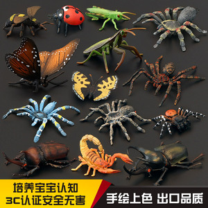 儿童实心节肢动物仿真昆虫玩具模型 蝴蝶 蜜蜂螳螂蝎子独角仙瓢虫