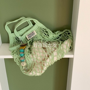 大发试验站 mini可爱编织镂空手提包小众夏季沙滩网兜超市购物袋
