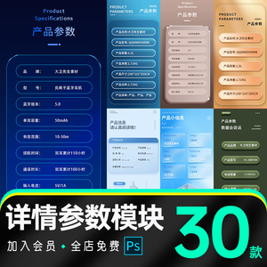 电商淘宝详情页产品参数商品信息介绍图描述模块PSD设计素材模板
