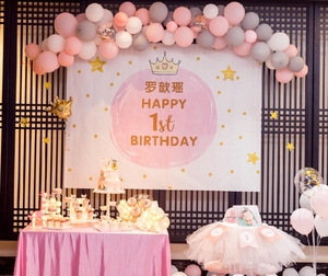 宝宝生日甜品台背景墙海报装饰周岁生日百日宴背景布置布个性定制