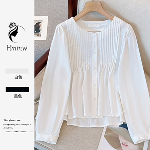一线品牌女装外贸原单韩国chic上衣简约气质设计感减龄泡泡袖衬衫