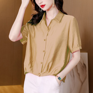 韩国时尚洋气衬衫女士2024年新款夏装上衣雪纺衫时髦小衫女装衬衣