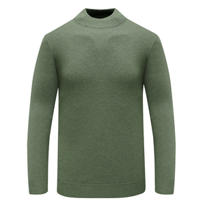 鄂耳牌 D23男式绿色中领羊毛衫舒适有弹力 羊绒混纺休闲毛衣