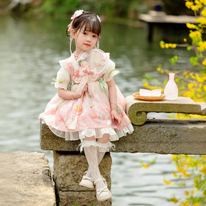 女童汉服洛丽塔公主裙夏可爱洋气复古风唐装新中式儿童古装连衣裙