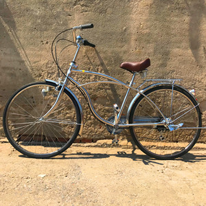 基洛夫出口自行车复古日本内三变速26寸不锈钢通勤外6速沙滩城市