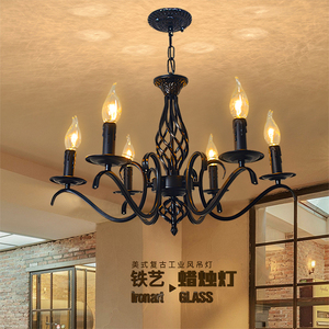 美式复古吊灯工业风餐厅灯铁艺咖啡店怀旧灯具创意个性店铺蜡烛灯