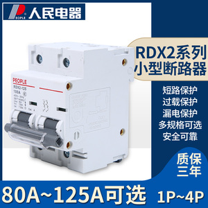 人民电器正品RDX2-125小型断路器空气开关1P2P3P4P 80A100A125A