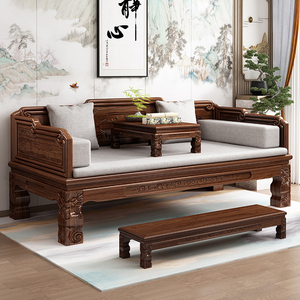 罗汉床新中式实木南榆木现代仿古小户型客厅沙发床禅意塌实木榻