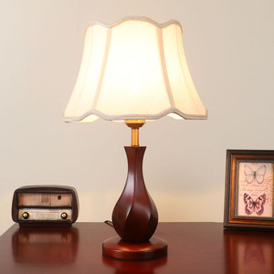 现代中式实木灯室床头创卧意客厅书房台灯美式复古简约温馨可调光