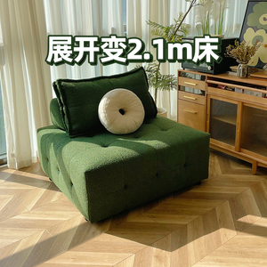 布艺沙发床折叠1米2两用豆腐方块小户型客厅单人沙发床2024新款