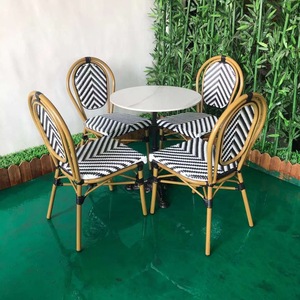 户外藤椅铝合金单人法式藤椅酒吧咖啡馆庭院沙发阳台防水编藤桌椅