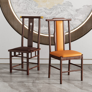 新中式实木餐桌椅酒店椅子茶楼餐厅餐椅家用轻奢现代简约高背凳子