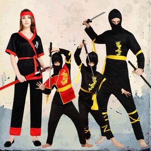 万圣节服装成人儿童亲子舞台演出服日本忍者成人武士刺客夜行衣服