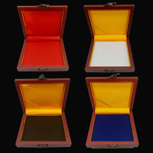 11厘米方形木盒办公印台印泥特大号红色蓝色黑色空白印台玉石印