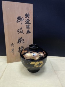 日本漆器山中塗会津塗实木树脂胎木胎大漆金莳绘盖碗面碗饭碗餐具