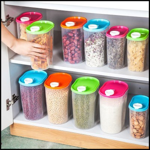 【百屋】厨房开盖食物五谷杂粮密封储物罐塑料透明食品分类收纳盒