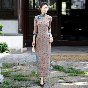 旗袍2024年新款年轻款少女中国风复古改良版中袖气质长款显瘦优雅