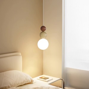 法式奶油风床头长线吊灯葫芦串造型长条吊灯设计师款床头柜垂线灯
