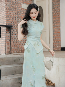 2024夏季新中式国风套装裙日常可穿绝美旗袍改良年轻款少女小个子