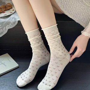 春夏季薄款白色堆堆短袜子韩版ins玛丽珍中筒袜镂空网眼白丝袜女
