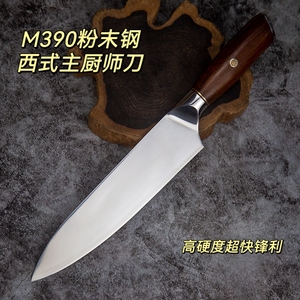 外贸出口M390粉末钢菜刀手工锻打西餐厨师刀厨房料理刀不锈钢牛刀